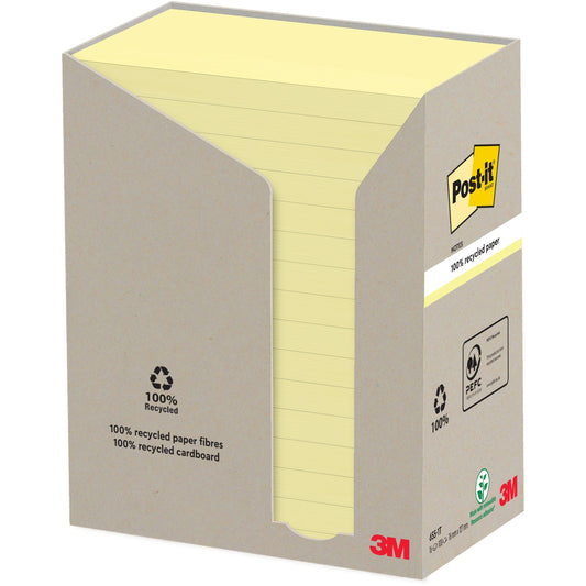 POST-IT Haftnotizen Recycling 127x76mm 655-1T gelb, 16x100 Blatt Idealshop