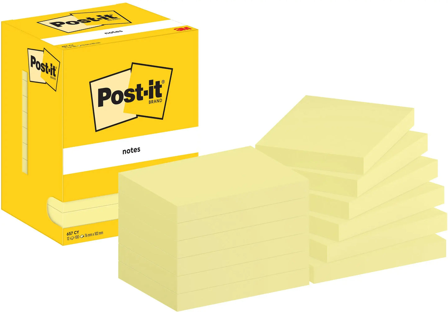 POST-IT Block 76x102mm 657 CY Gelb 12x100 Blatt Idealshop