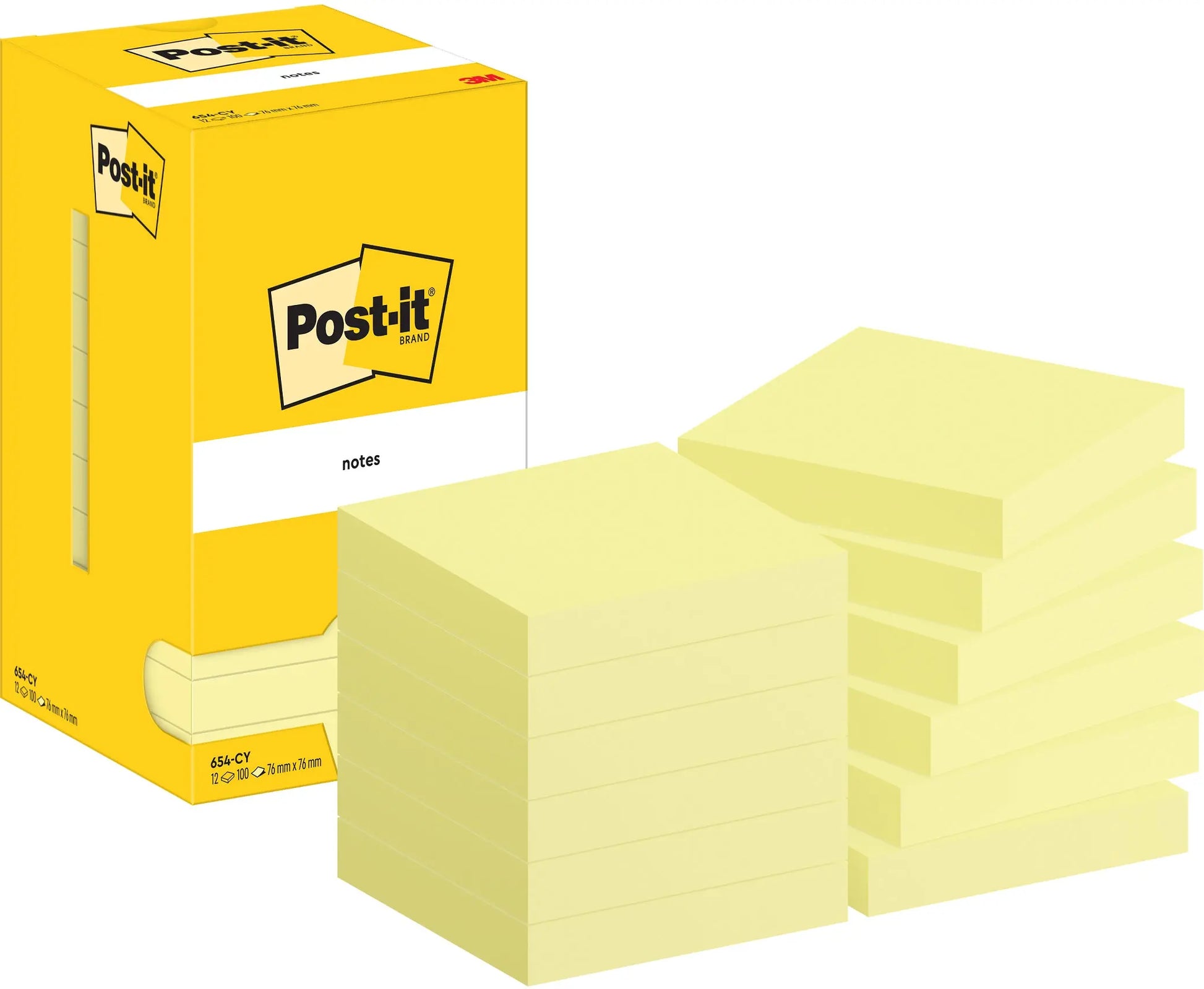 POST-IT Block 76x76mm 654 CY Gelb 12x100 Blatt Idealshop