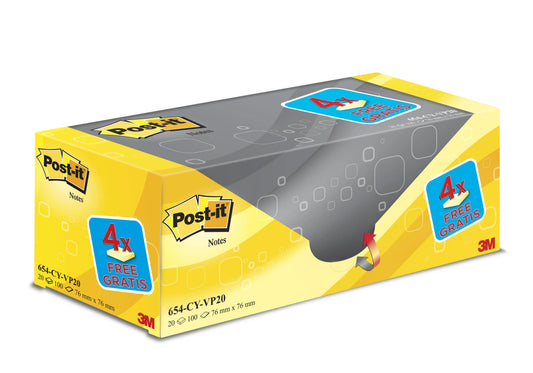 POST-IT Block Sparbox 76x76mm 654-VP20 gelb/100 Blatt 20 Stück Idealshop