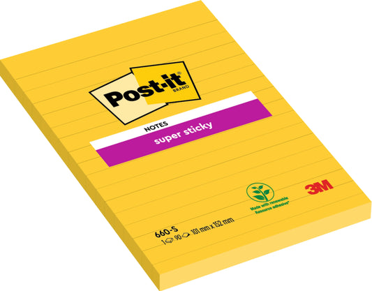 POST-IT Block Super Sticky 102x152mm 660-S gelb/90 Blatt, liniert Idealshop