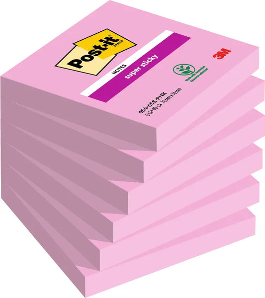 POST-IT Block Super Sticky 76x76mm 6546SSPNK Pink 6x90 Blatt Idealshop