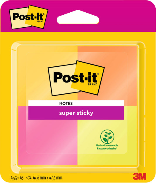 POST-IT Block Super Sticky Cape Town 6910SSYP 4-farbig, 4x45Bl. 47.6x47.6mm Idealshop