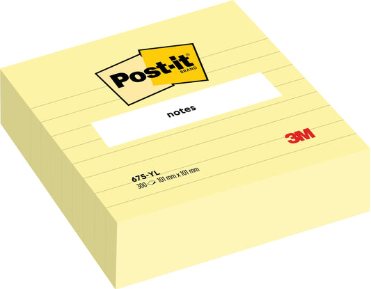 POST-IT Haftnotizen 100x100mm 675-YL gelb, 300 Blatt, liniert Idealshop