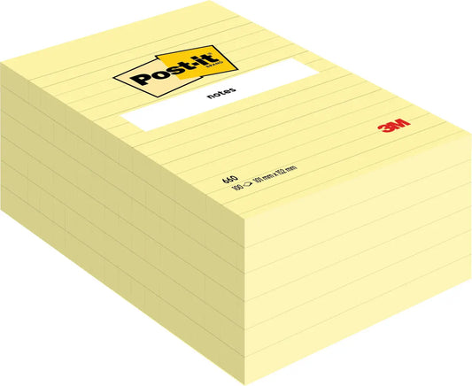POST-IT Haftnotizen 152x102mm 660Y gelb, 100 Blatt, liniert Idealshop