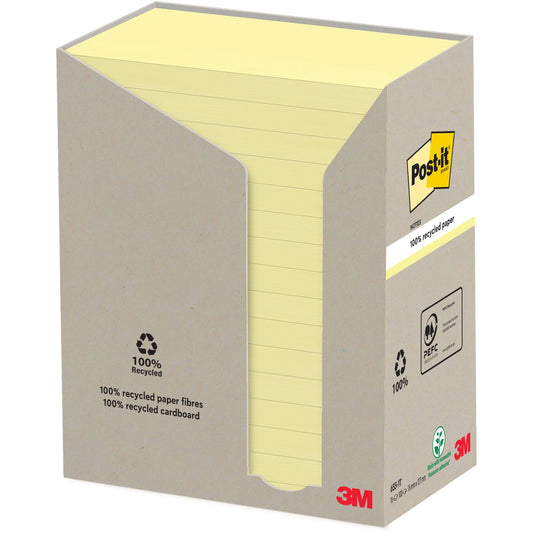 POST-IT Haftnotizen Recycling 127x76mm 655-1T gelb, 16x100 Blatt Idealshop