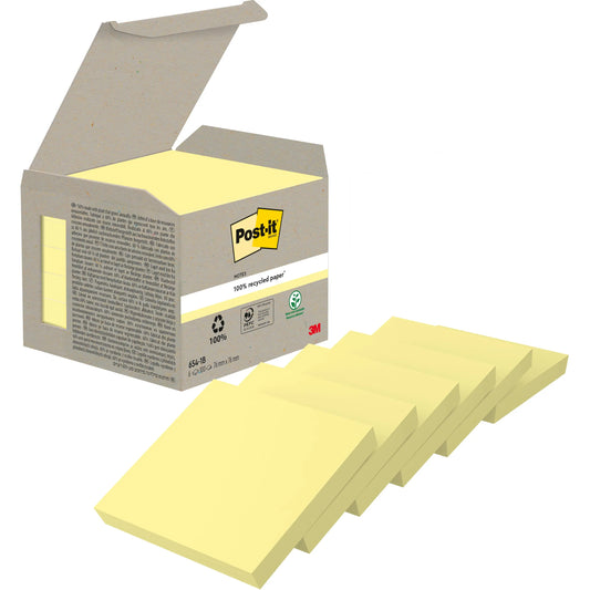 POST-IT Haftnotizen Recycling 38x51mm 653-1B gelb 6x100 Blatt Idealshop