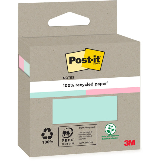 POST-IT Haftnotizen Recycling 76x76mm 6820R-2LM rosa und grün 2x100 Blatt Idealshop