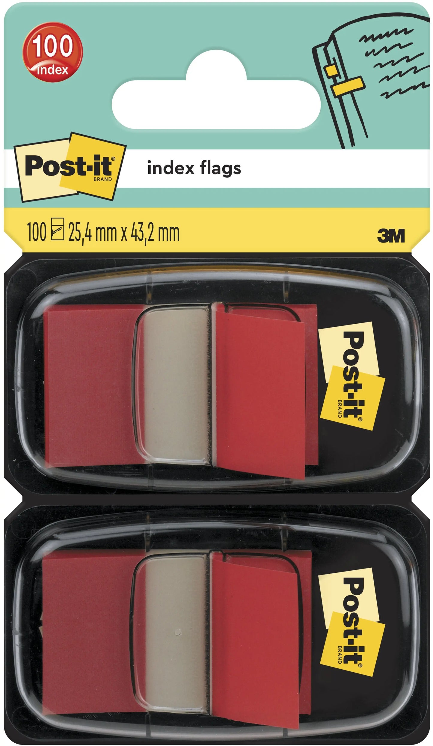 POST-IT Index 2er Set 25,4x43,2mm 680-R2 rot 2x50 Stück Idealshop