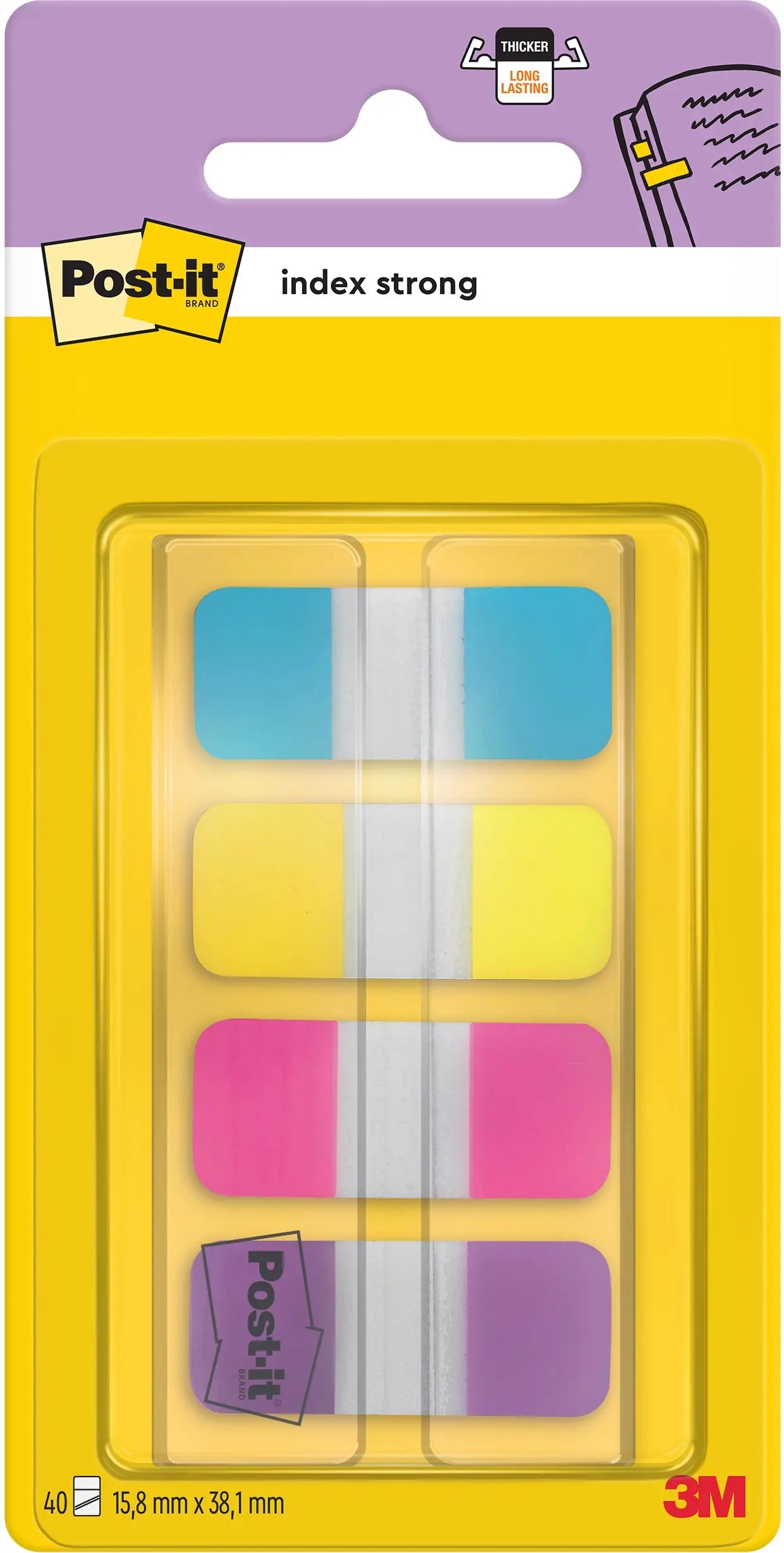POST-IT Index Strong schmal 16x38mm 676-AYPV 4-farbig 4x10 Stück Idealshop