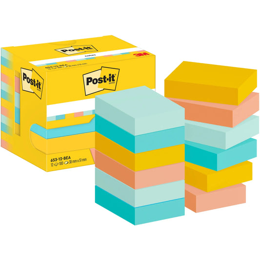 POST-IT Notes Beachside 51x38mm 653-12-BEA 4-farbig 12x100 Blatt Idealshop