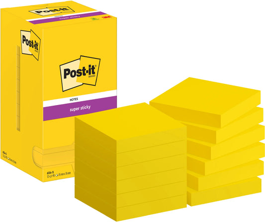POST-IT Notes Super Sticky 76x76mm 654-S gelb 12x90 Blatt Idealshop