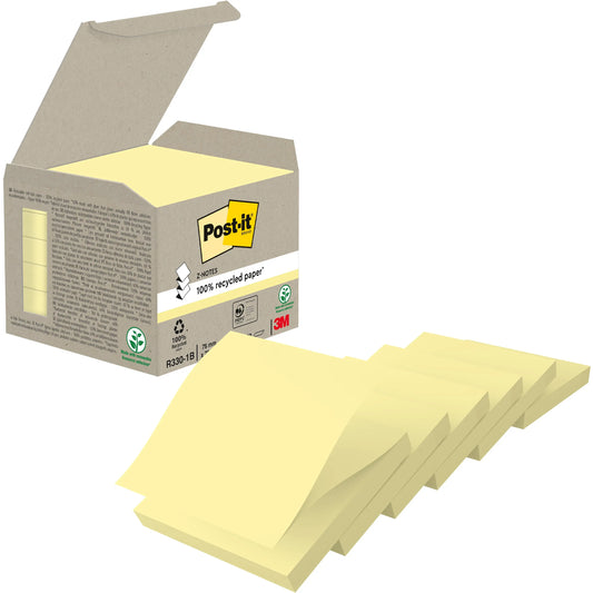 POST-IT Recycling Z-Notes 76x76mm R330-1B pastellgelb 6 Stück Idealshop