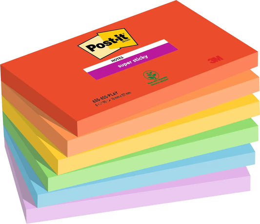 POST-IT Super Sticky Notes 127x76mm 655-6SS-PLAY PLAYFUL Collection 6x90 Blatt Idealshop