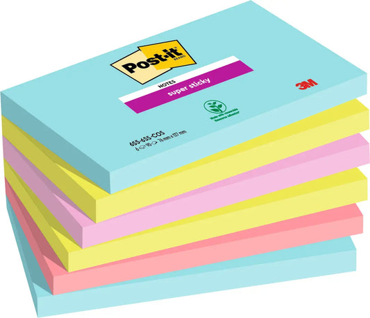 POST-IT Super Sticky Notes 127x76mm 6556SSCOS Cosmic 4 Farben 6x90 Blatt Idealshop