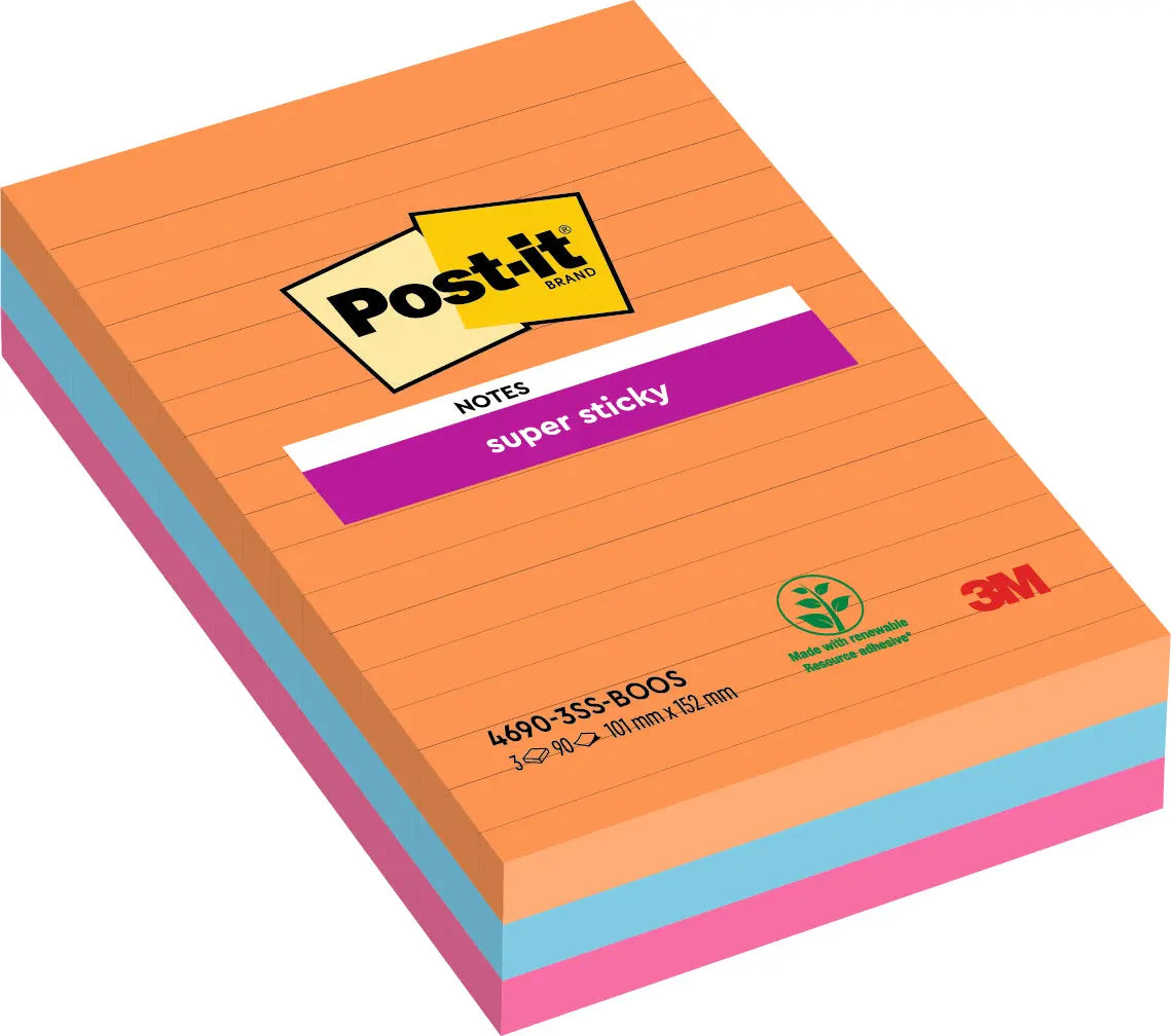 POST-IT Super Sticky Notes 152x101mm 4690-3SS-BOOS 3 farbig 3x90 Blatt Idealshop