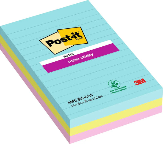 POST-IT Super Sticky Notes 152x101mm 46903SSCO Cosmic 3 Farben 3x90 Blatt Idealshop