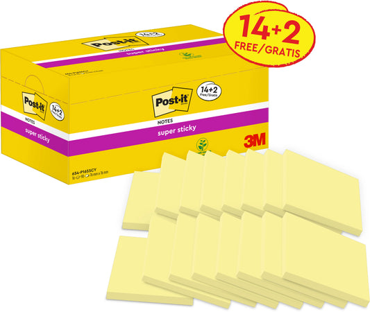POST-IT Super Sticky Notes 654-P16SSCY-EU 76x76mmgelb 16x90Bl. Idealshop