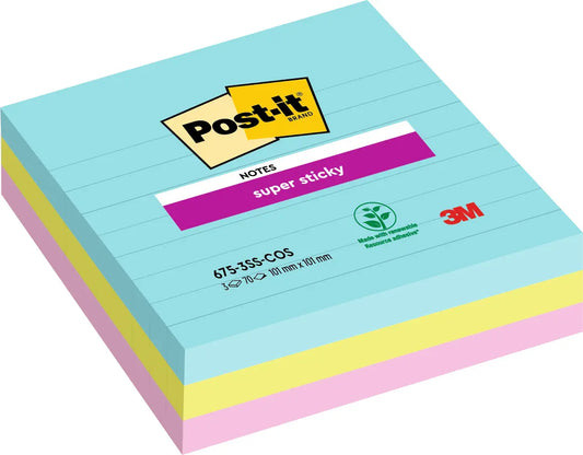 POST-IT Super Sticky XL 101x101mm 6753SSCOS Cosmic 3 Farben 3x70 Blatt Idealshop