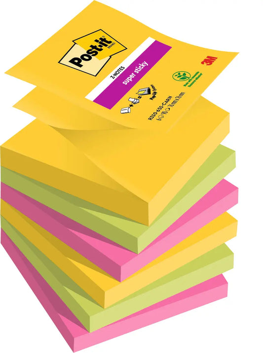 POST-IT Super Sticky Z-Notes R330-6SS-CARN 3-farbig 6x90 Blatt 76x76mm Idealshop