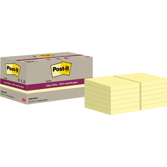 POST-IT SuperSticky Notes 47.6x47.6mm 622 RSS12CY Recycling,gelb 12x70 Blatt Idealshop