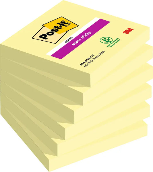 POST-IT SuperSticky Notes 76x76mm 654-6SS-CY gelb 6x90 Blatt Idealshop