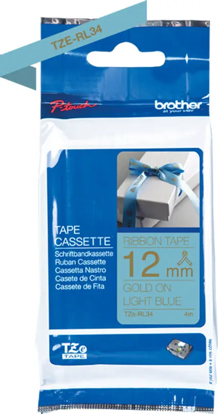 PTOUCH Band hellblau/gold TZE-RL34 Tze Geräte 12-36mm Idealshop