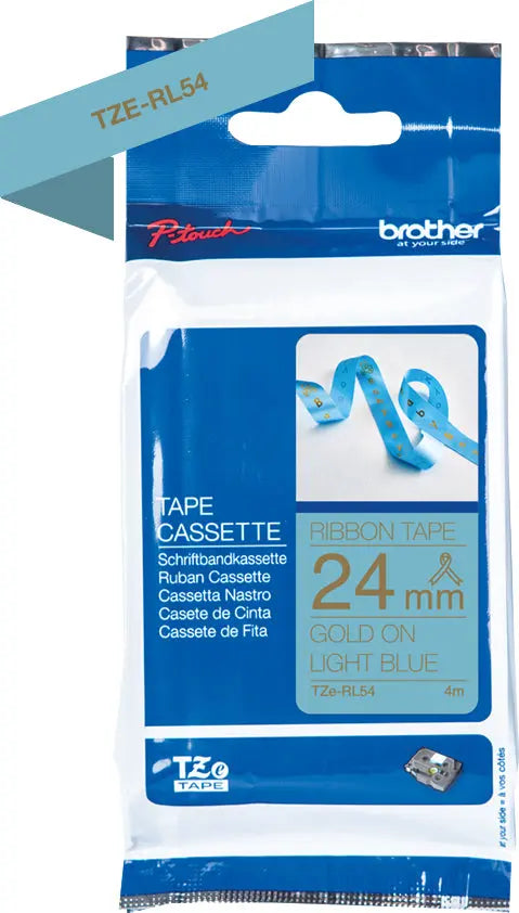 PTOUCH Band hellblau/gold TZE-RL54 Tze Geräte 24mm Idealshop