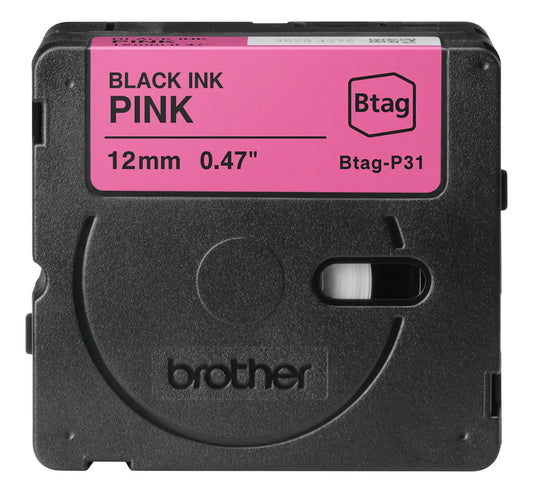 PTOUCH Band schwarz/pink n.laminiert BTAG-P31 PT-N10/N20/N25BT 12 mm Idealshop