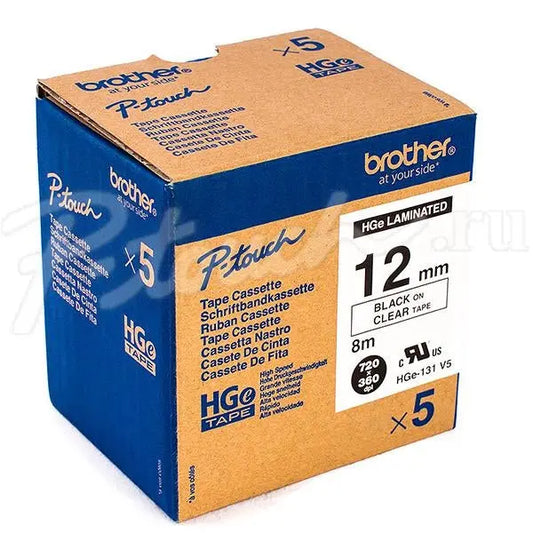 PTOUCH Band, High-Grade schwarz/klar HGe-131 12mm/8m 5 Stück Idealshop