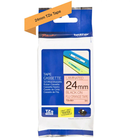 PTOUCH Band, lam.,fluor. schw./orange TZe-B51 PT-540 24 mm Idealshop