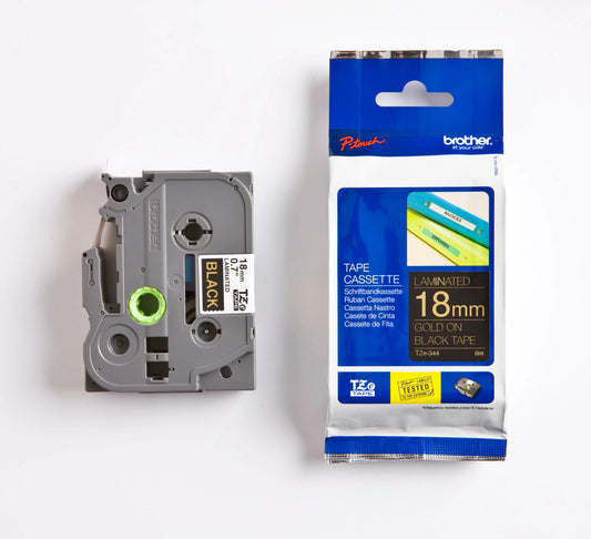 PTOUCH Band, laminiert gold/schwarz TZe-344 PT-2450DX 18 mm Idealshop