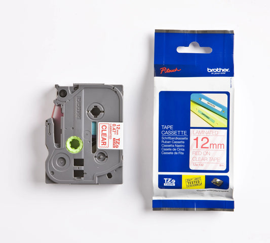 PTOUCH Band, laminiert rot/klar TZe-132 PT-1280VP 12 mm Idealshop