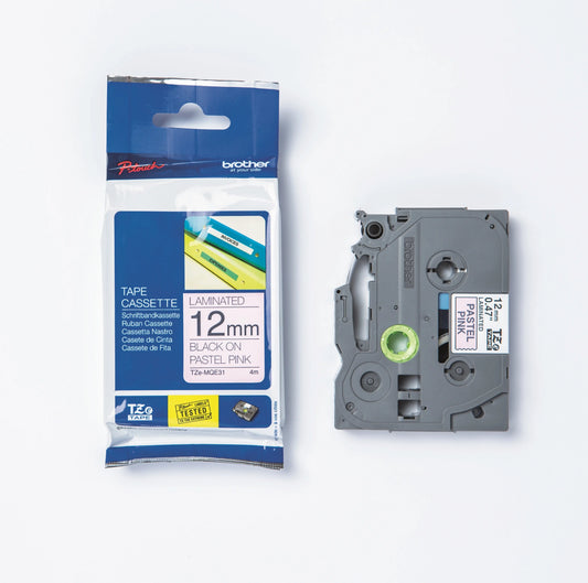 PTOUCH Band, laminiert schw/rosa pa TZe-MQE31 PT-DV600VP 12 mm Idealshop