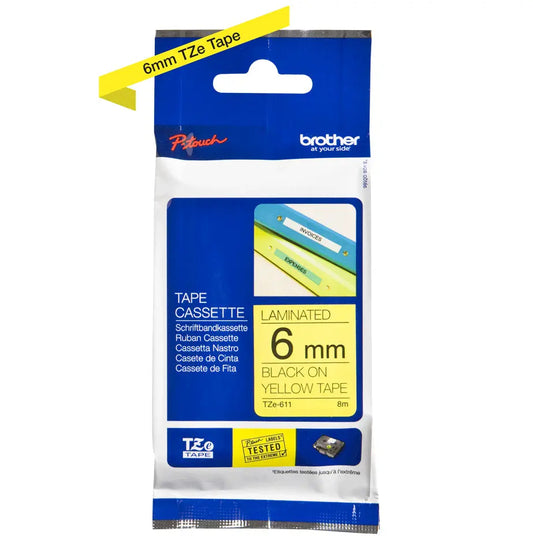 PTOUCH Band, laminiert schwarz/gelb TZe-611 PT-1280VP 6 mm Idealshop