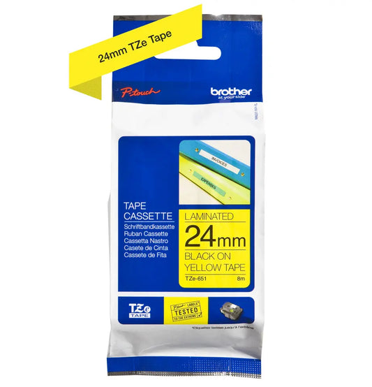 PTOUCH Band, laminiert schwarz/gelb TZe-651 PT-2450DX 24 mm Idealshop