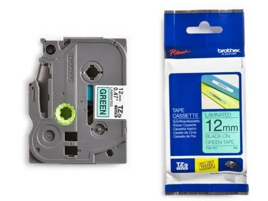 PTOUCH Band, laminiert schwarz/grün TZe-731 PT-1280VP 12 mm Idealshop