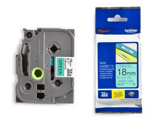 PTOUCH Band, laminiert schwarz/grün TZe-741 PT-2450DX 18 mm Idealshop