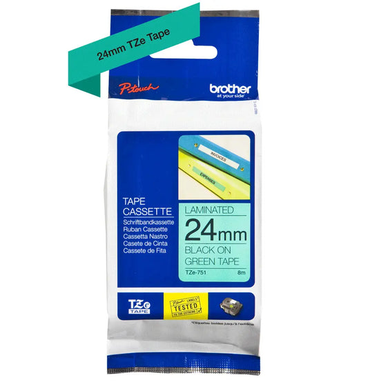PTOUCH Band, laminiert schwarz/grün TZe-751 PT-2450DX 24 mm Idealshop