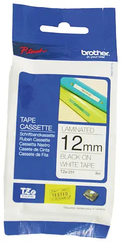 PTOUCH Band, laminiert schwarz/weiss TZe-231 PT-1280VP 12 mm Idealshop