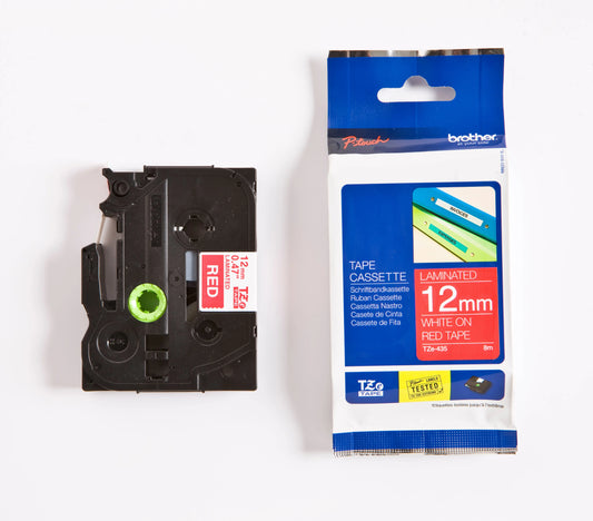PTOUCH Band, laminiert weiss/rot TZe-435 PT-1280VP 12 mm Idealshop