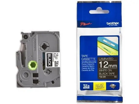 PTOUCH Band, laminiert weiss/schwarz TZe-335 PT-1280VP 12 mm Idealshop