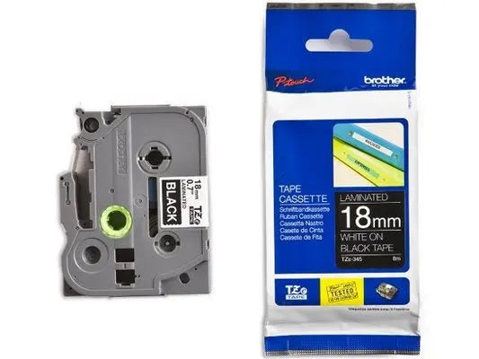 PTOUCH Band, laminiert weiss/schwarz TZe-345 PT-2450DX 18 mm Idealshop
