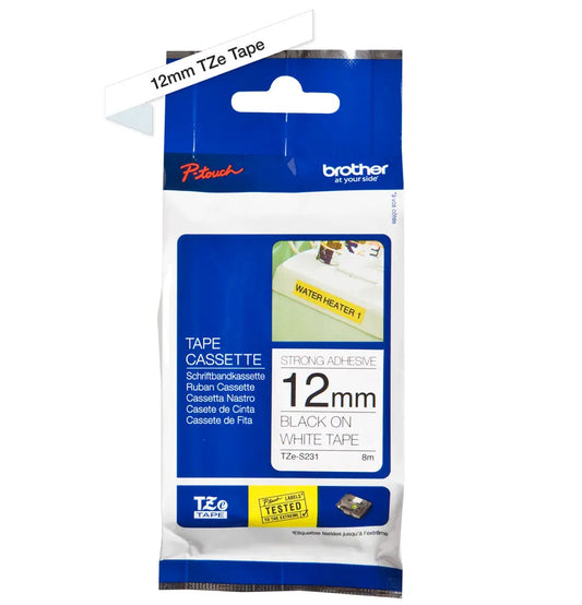 PTOUCH Band, strong/adh.schwarz/weiss TZe-S231 PT-300 12 mm Idealshop