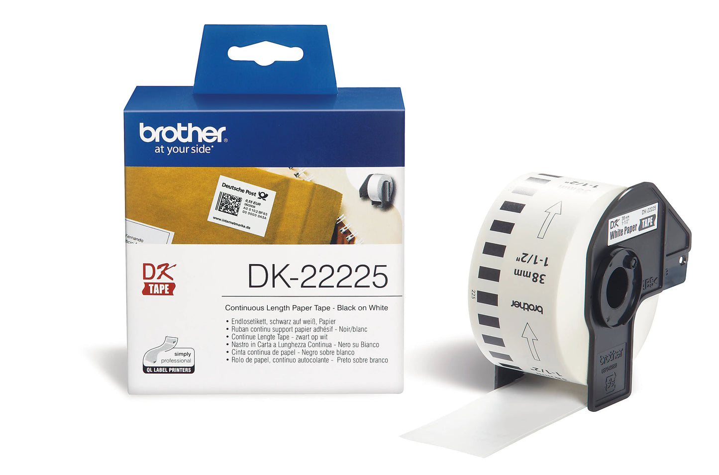 PTOUCH Endlos-Etiketten 38mmx30.48m DK-22225 QL-1050 weiss Idealshop