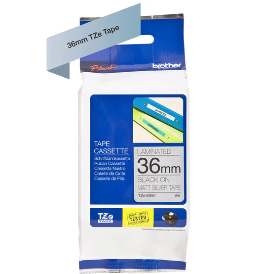 PTOUCH Flexit.lam.schwarz/matt-silber TZe-M961 zu PT-550 36 mm Idealshop