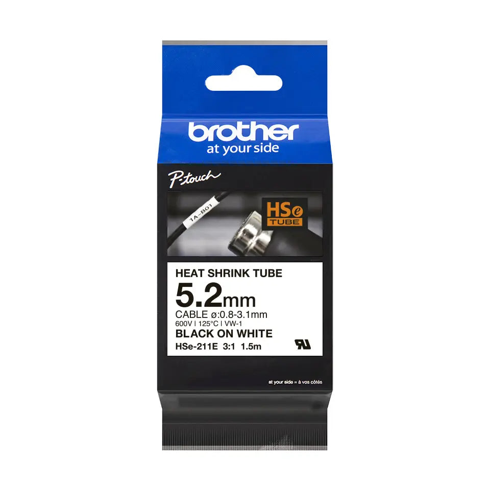 PTOUCH Heat-Shrink-Tube schwarz/weiss HSe-211E PT-E300/E550W 5.2mm Idealshop