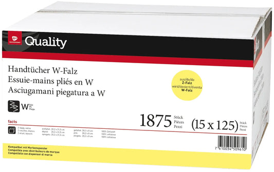 QUALITY Falthandtuch 2lg. 20,2x31,5cm 992830 weiss, W-Falz 15x125 Blatt Idealshop