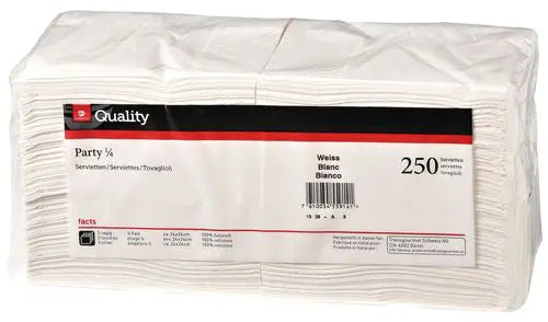 QUALITY Servietten Party 24x24cm 992570 weiss 250 Stück Idealshop