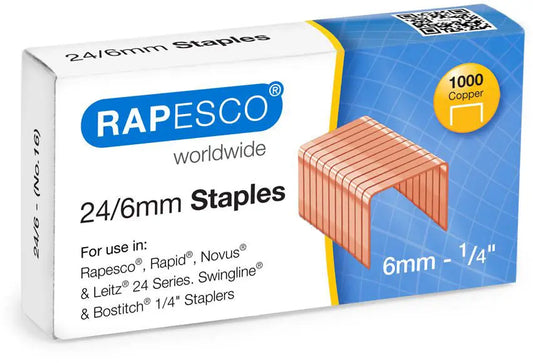 RAPESCO Heftklammern 24/6mm S24600Z3 1000 Stück Kupfer Idealshop